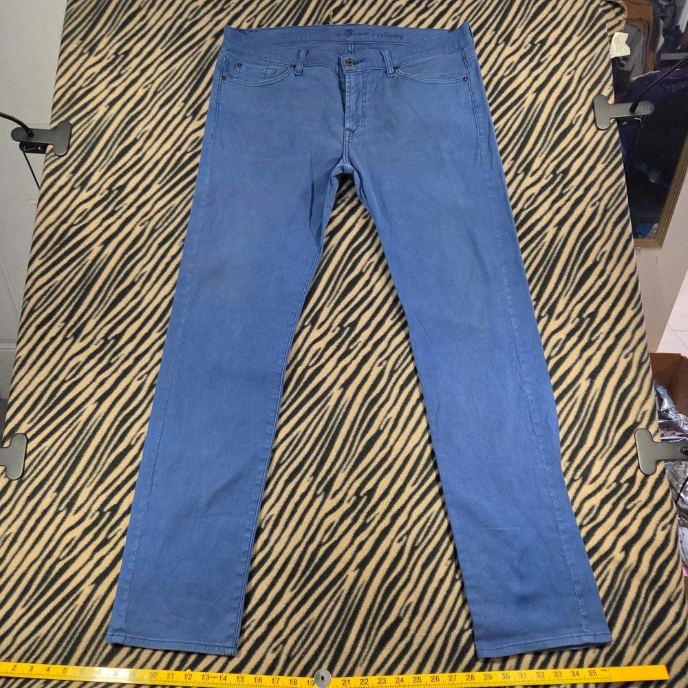 7 For All Mankind Slimmy Slim Straight Jeans Blue Mens Size 36 Stretch